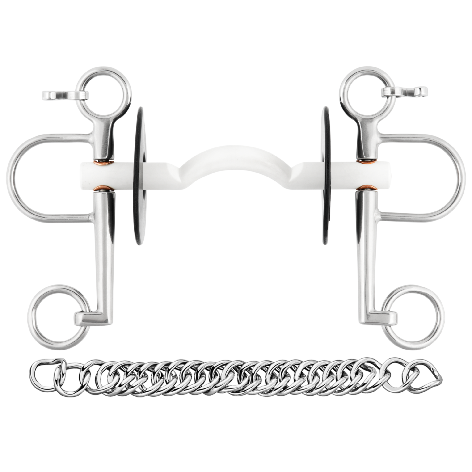 Nathe Pelham 15 mm mit harter Stange, Zungenfreiheit und langen Anzügen