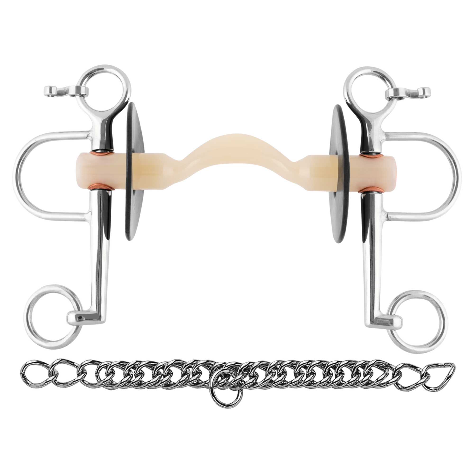 Nathe Pelham 20 mm mit weicher Stange mit Zungenfreiheit und langen Anzügen