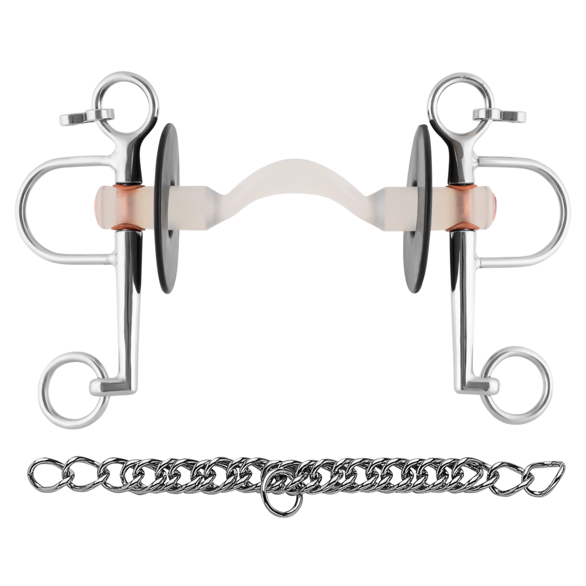 Nathe Pelham 20 mm mit harter Stange mit Zungenfreiheit und langen Anzügen