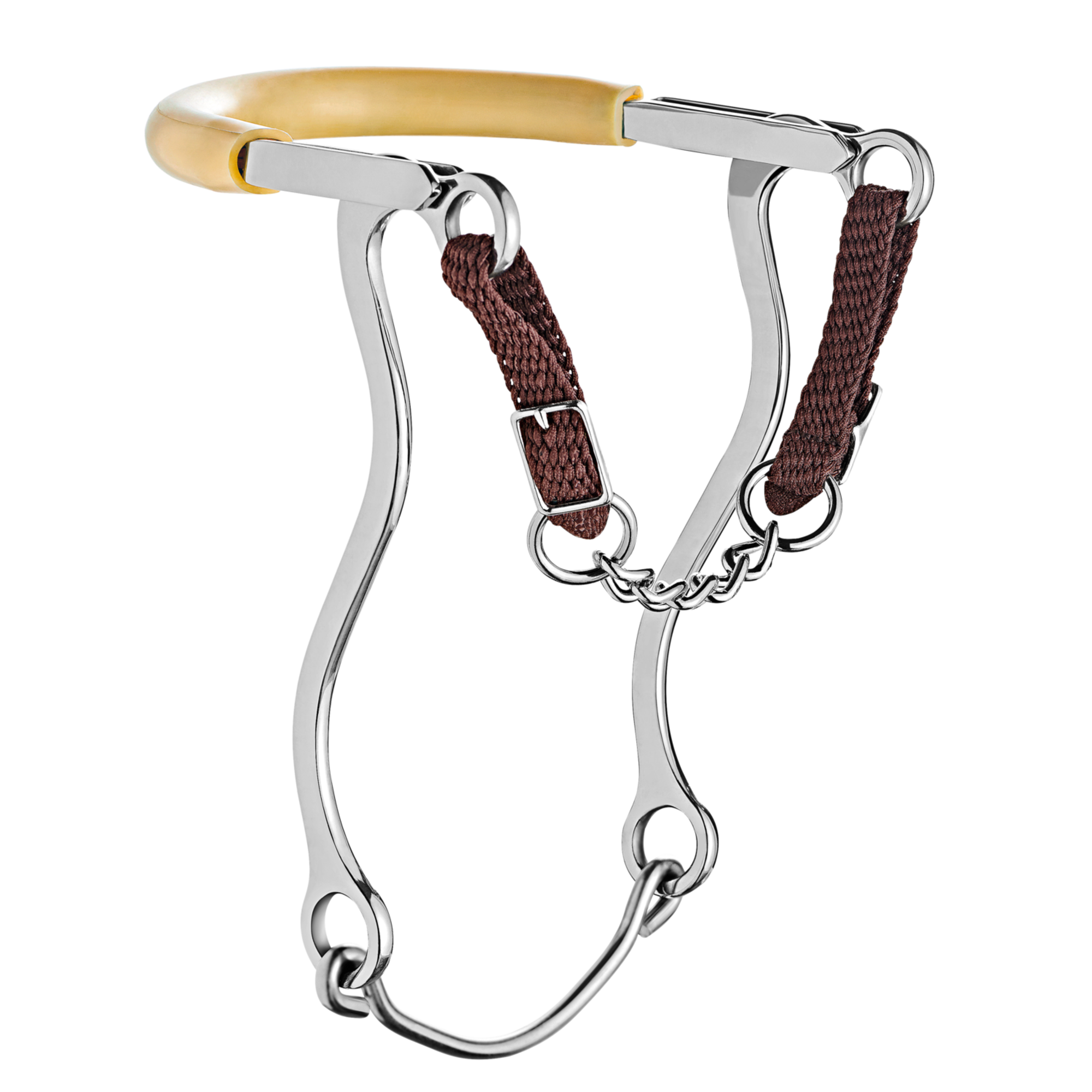 Hackamore mit Kinnkette und Edelstahlseiten - Edelstahl rostfrei