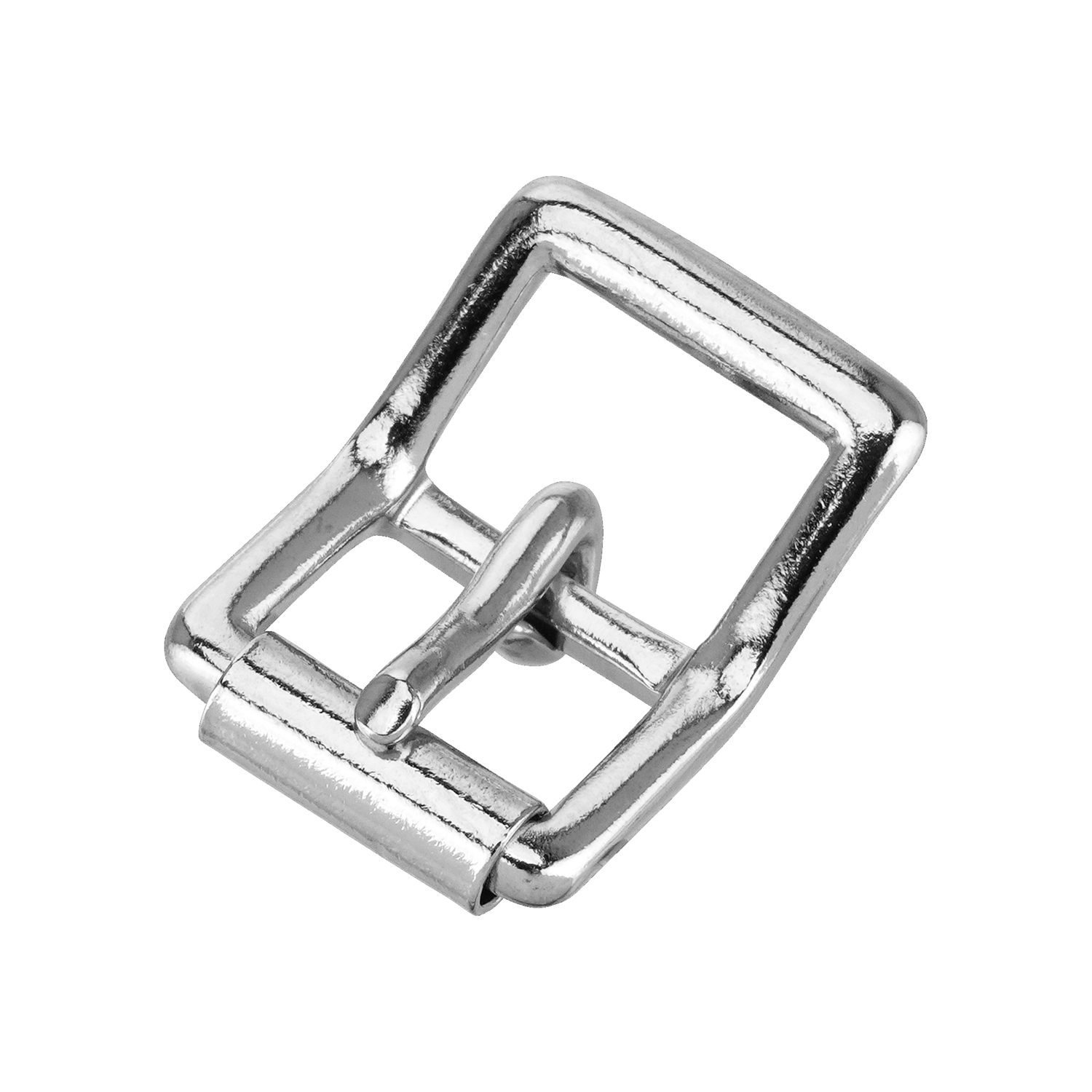 Doppelschnalle mit Rolle, klein - Messing vernickelt, lichte Weite 12 mm