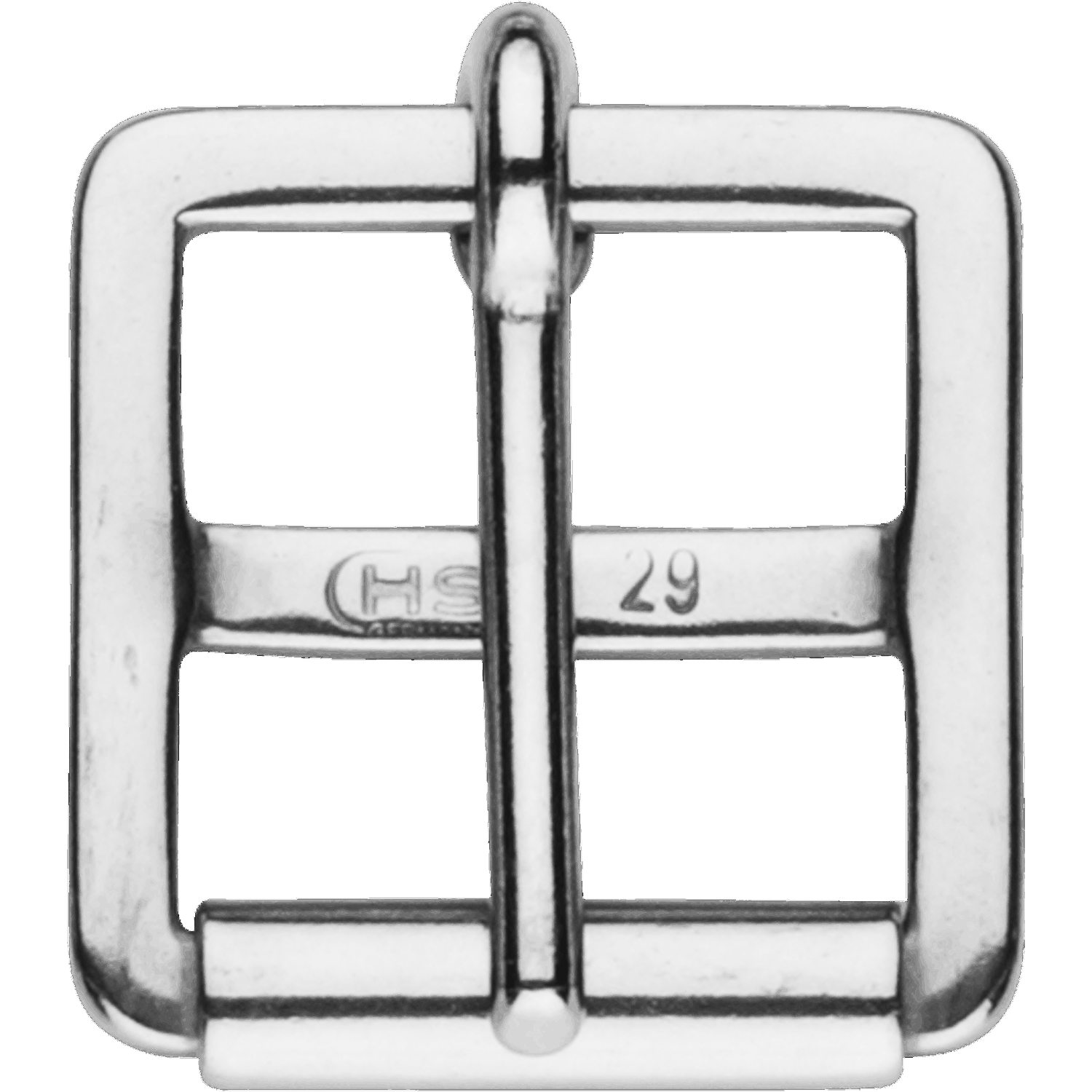 Sattelgurtschnalle mit fester Rolle - Stahl vernickelt, lichte Weite 29 mm