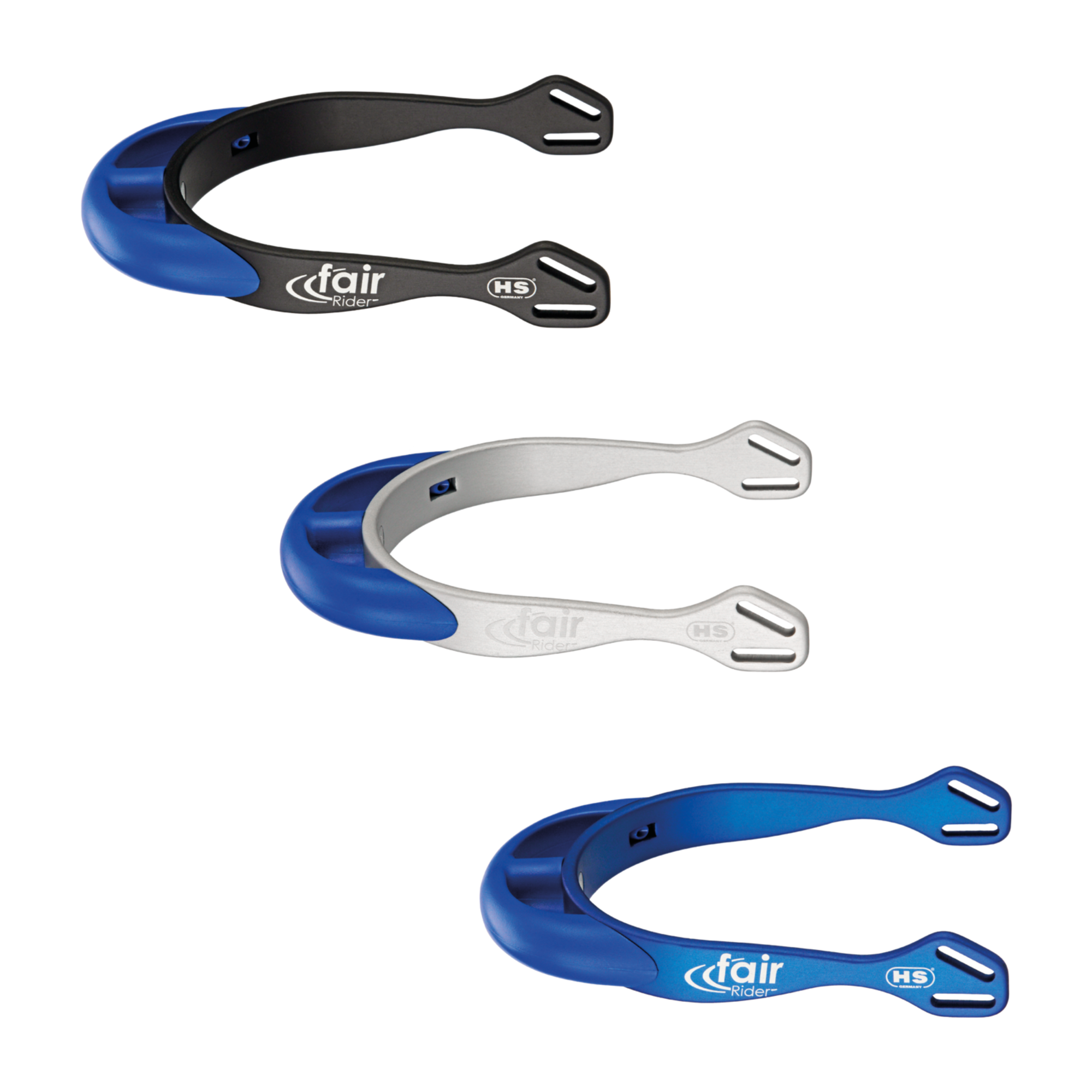 fairRider Sporen - Aluminium, Hals 20mm blau dick abgerundet