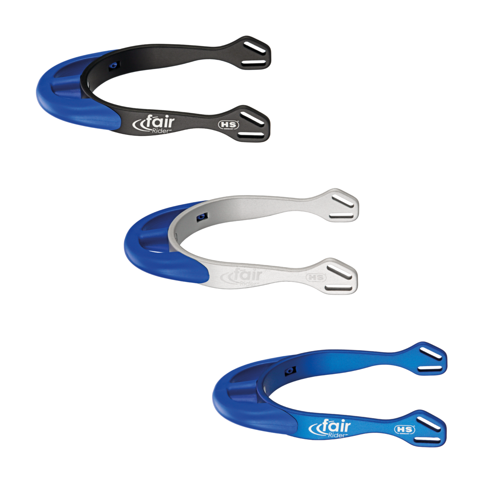 fairRider Sporen - Aluminium, 25mm Hals blau dünn abgerundet