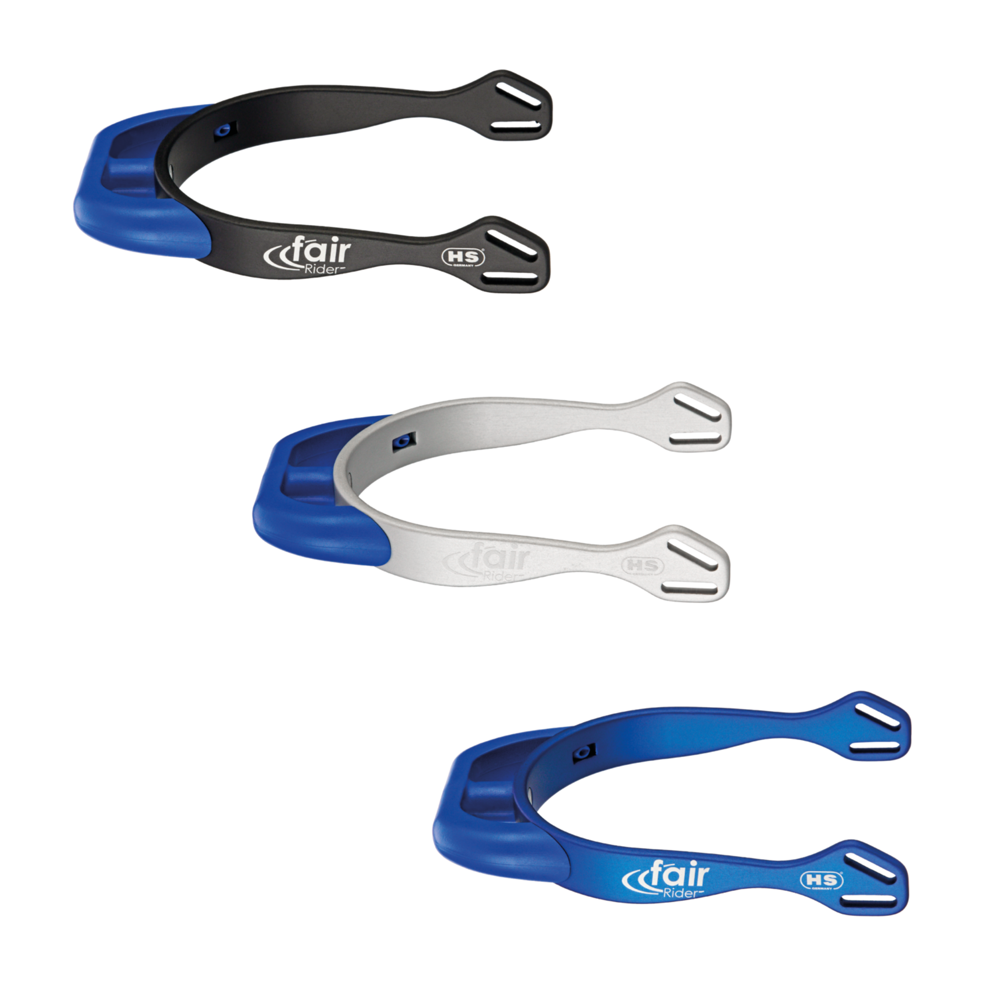 fairRider Sporen - Aluminium, Hals 20mm blau rund abgeflacht