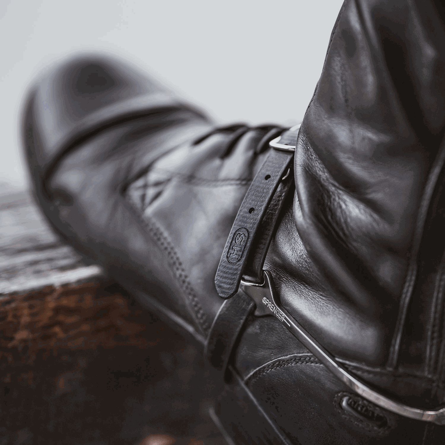 Sporenriemen - 45 cm, BioThane® schwarz, Schnalle silber