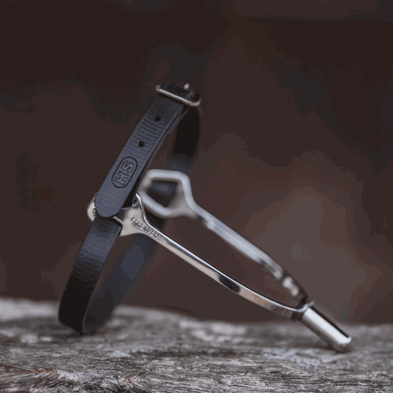 Sporenriemen - 45 cm, BioThane® schwarz, Schnalle silber