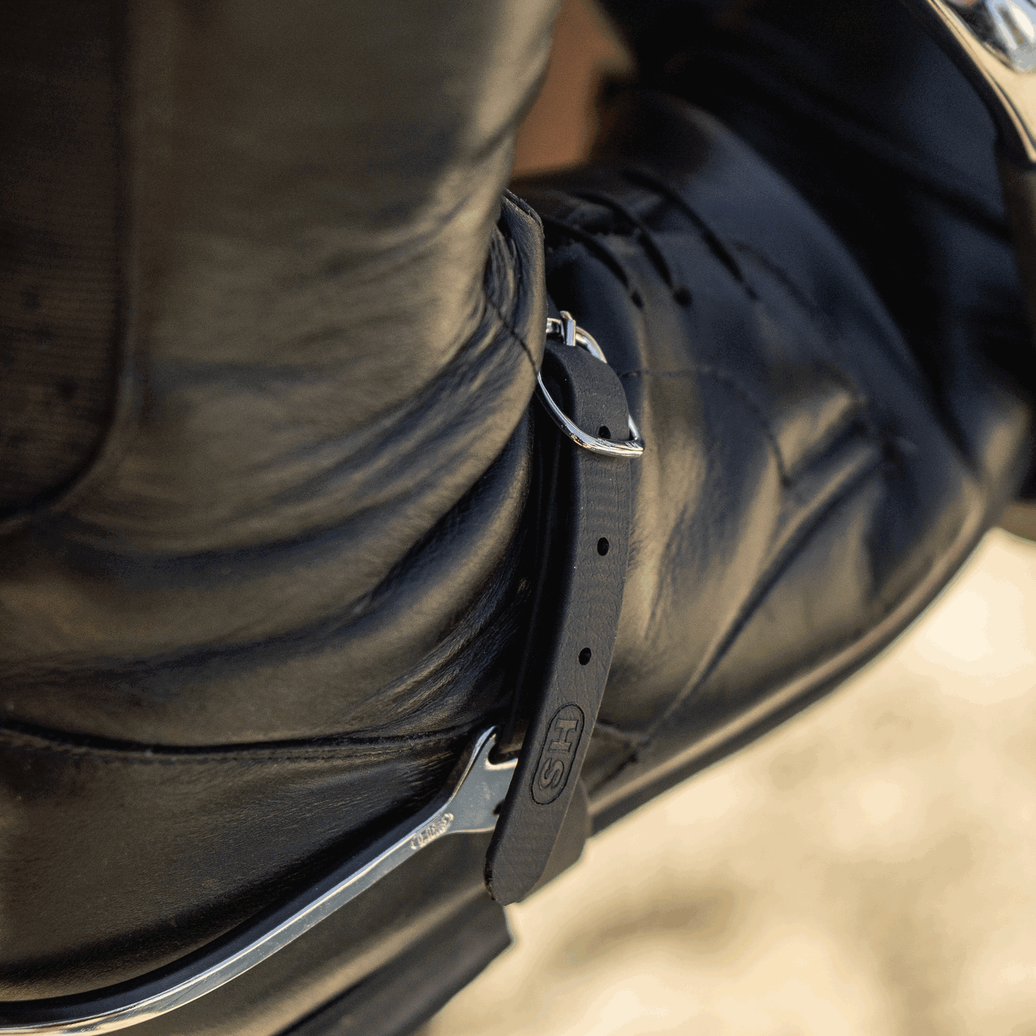 Sporenriemen - 45 cm, BioThane® schwarz, Schnalle silber