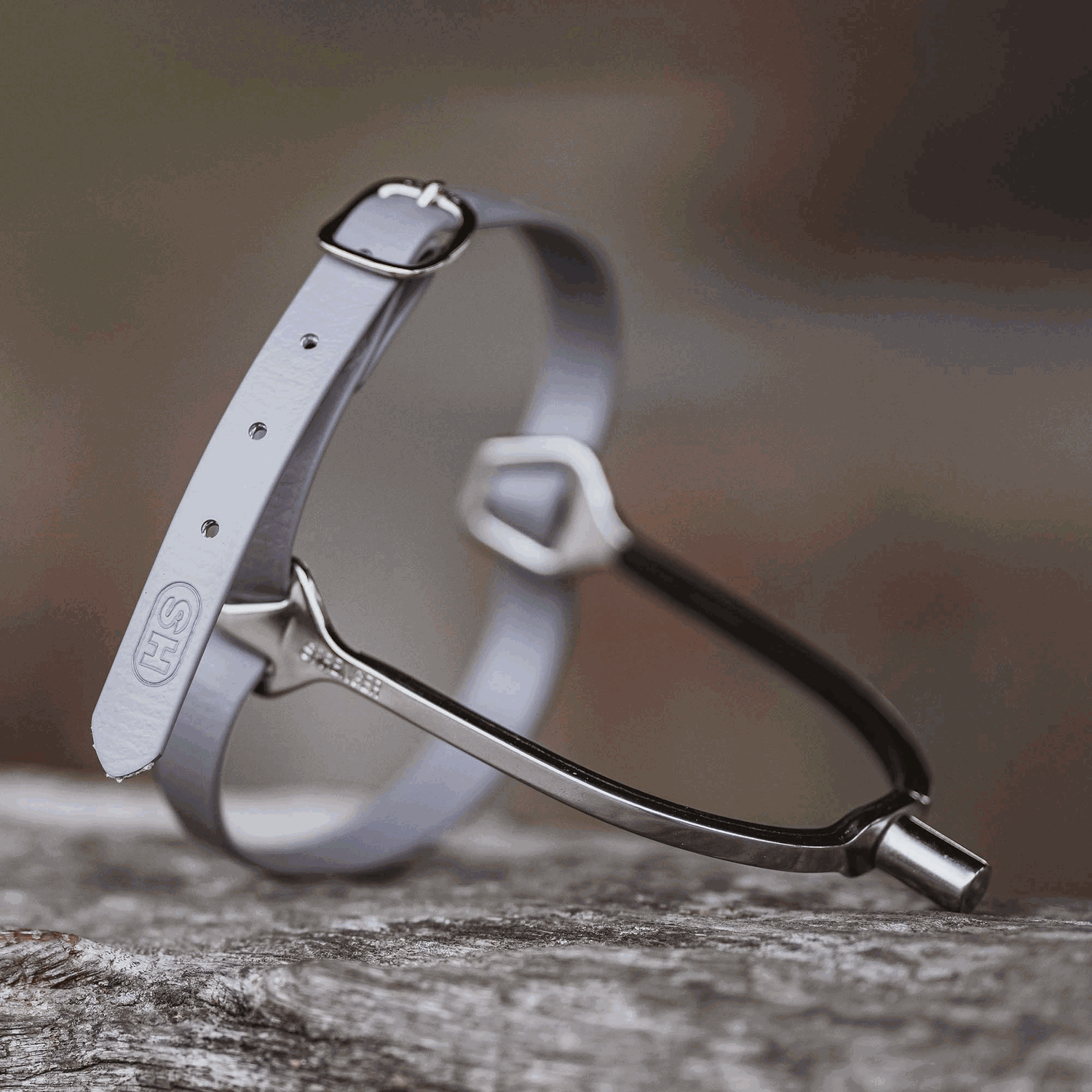 Sporenriemen - 45 cm, BioThane® grau, Schnalle silber