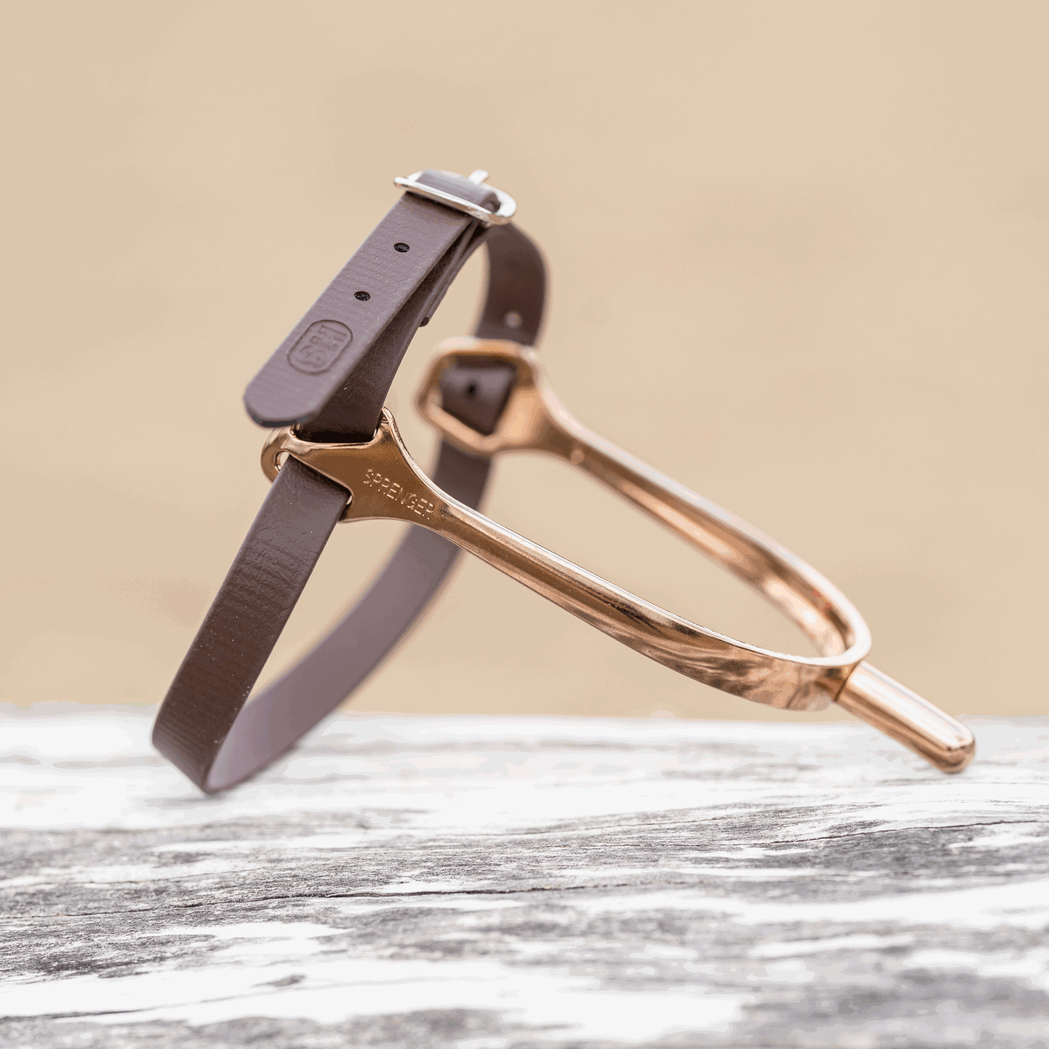 Sporenriemen - 45 cm, BioThane® braun, Schnalle silber