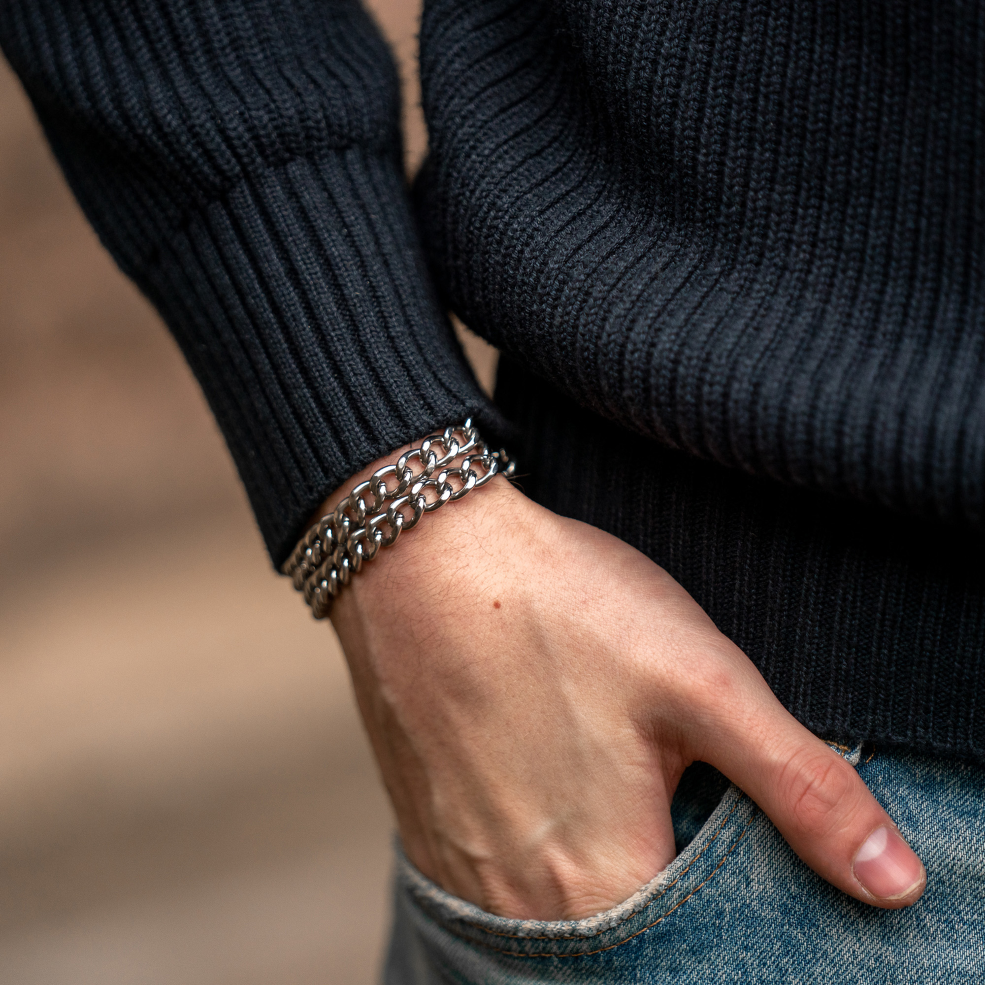 Armband 2-reihig, Edelstahl
