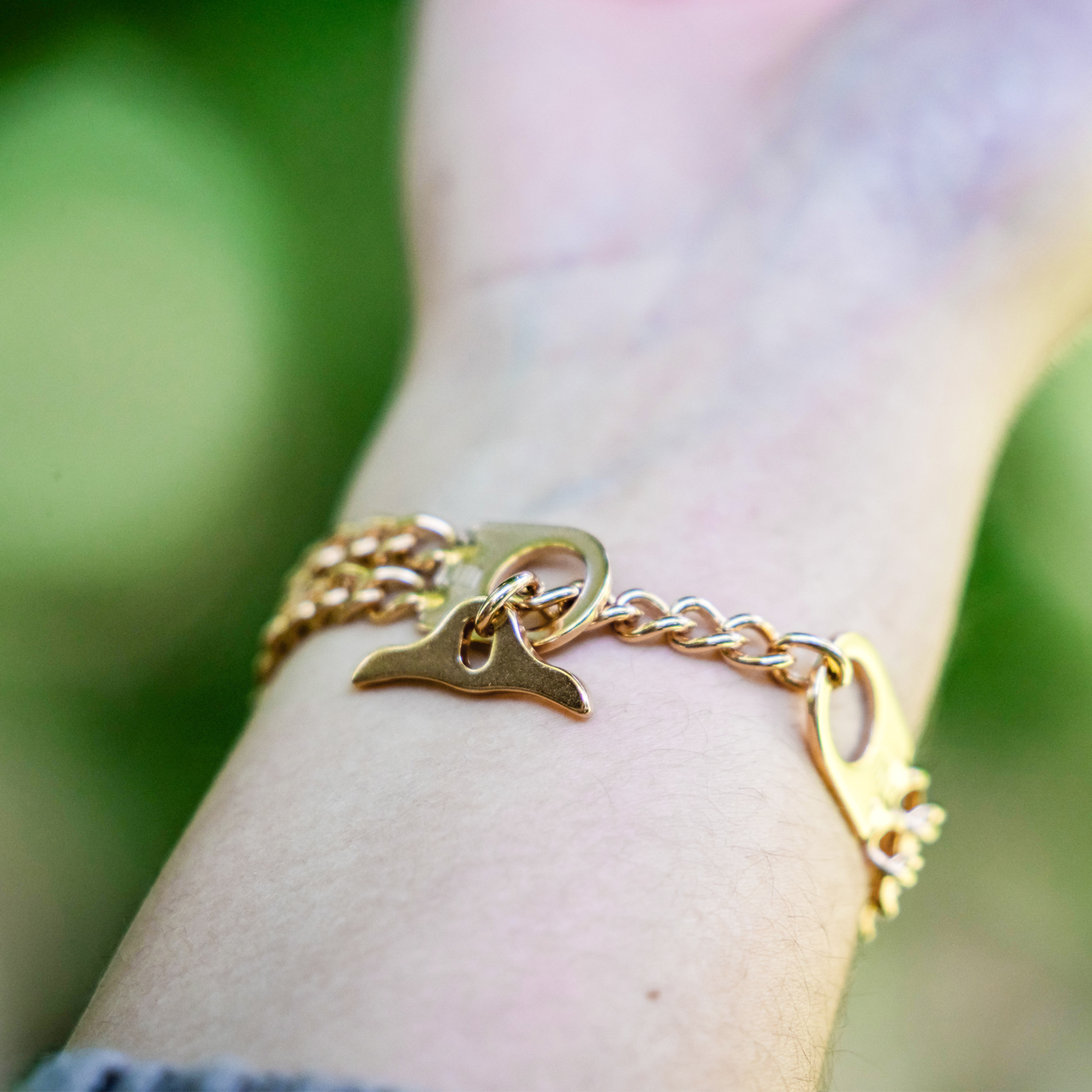 Damen Armband 2-reihig, Edelstahl gold (18 Karat Hartvergoldung)