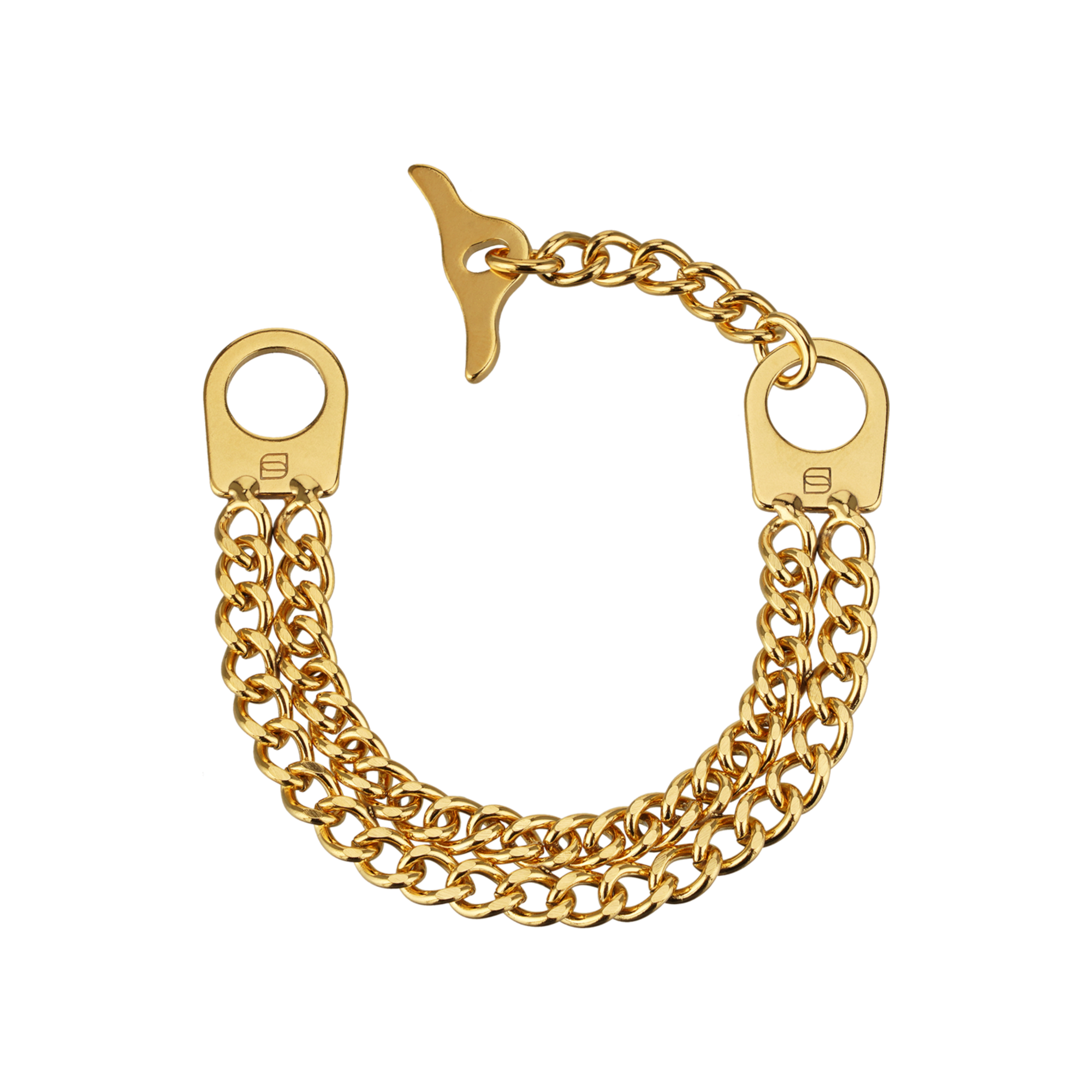 Damen Armband 2-reihig, Edelstahl gold (18 Karat Hartvergoldung)