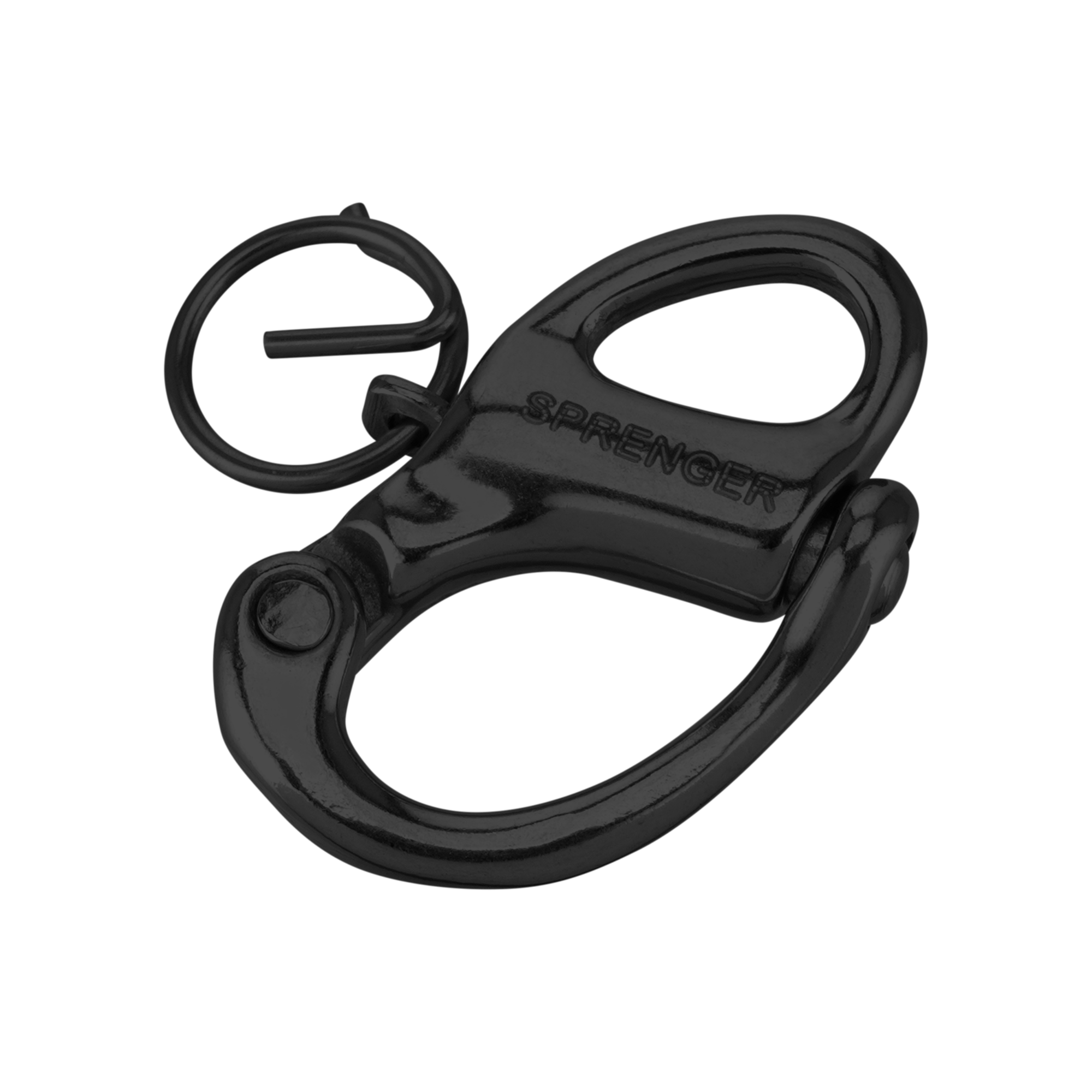 Schnappschäkel mit fester Öse - Edelstahl Rostfrei schwarz, 52 mm