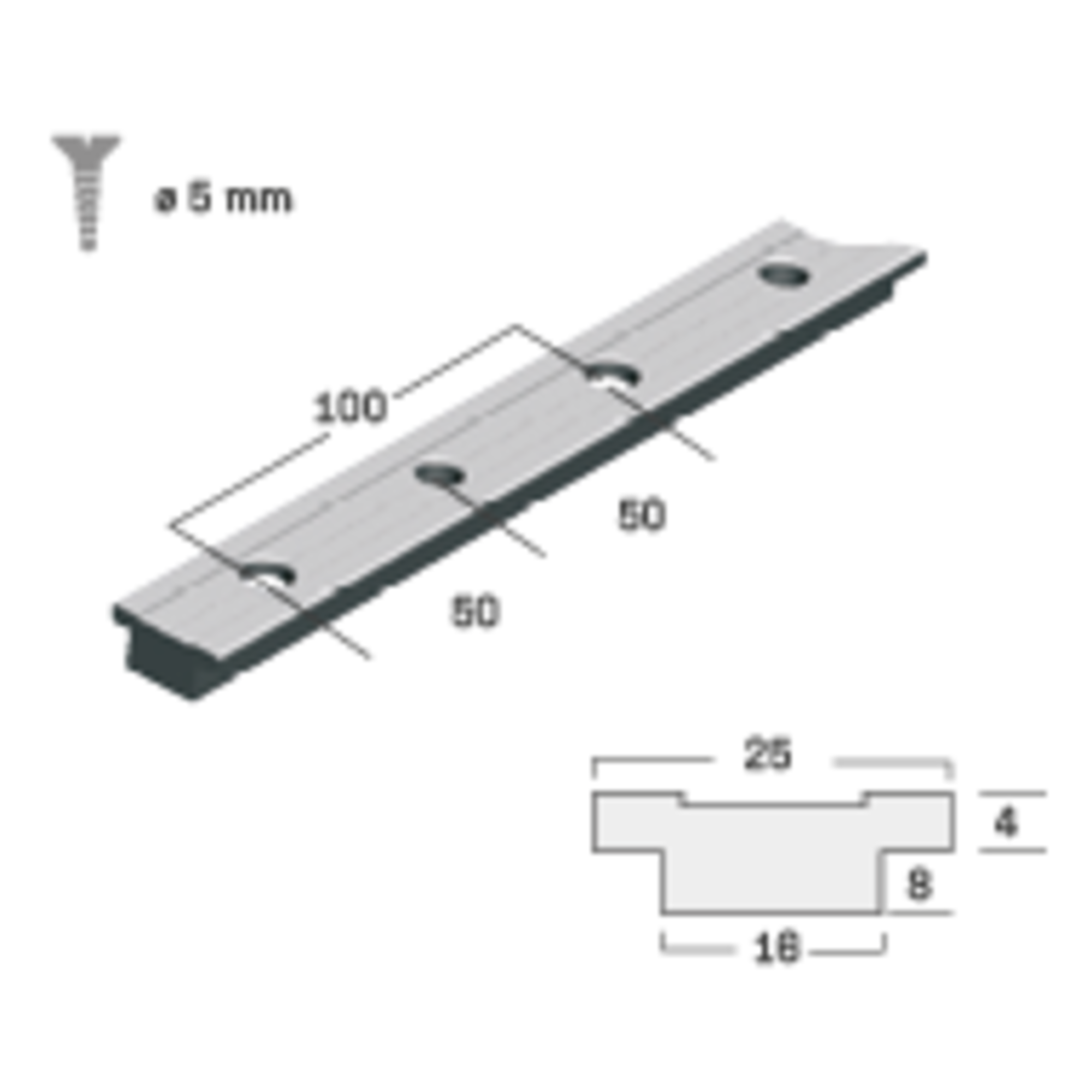T-Schienen 25 x 4 mm