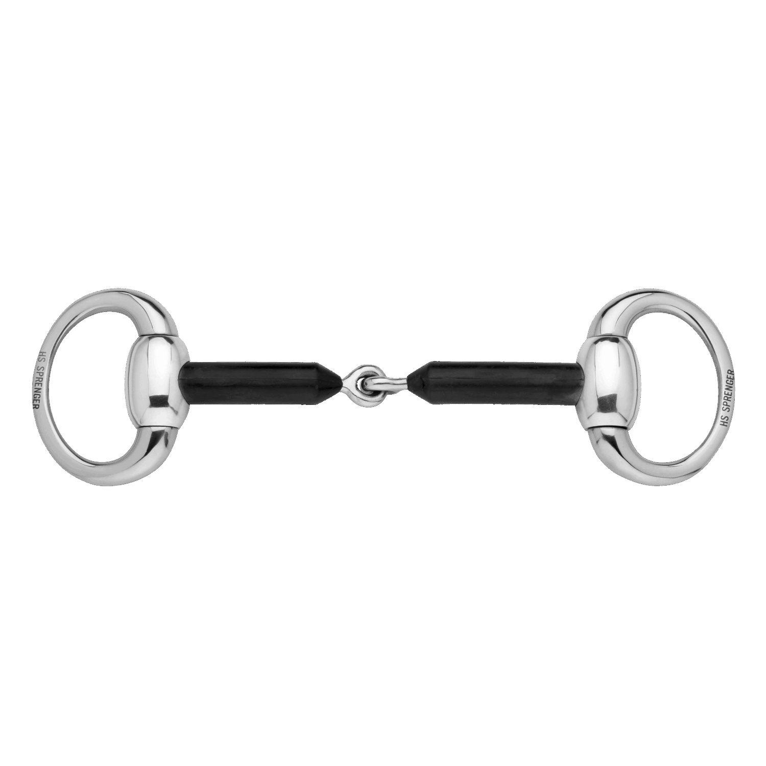 Olivenkopfgebiss 16 mm Hartcarbon mit ovalen Ringen aus Edelstahl