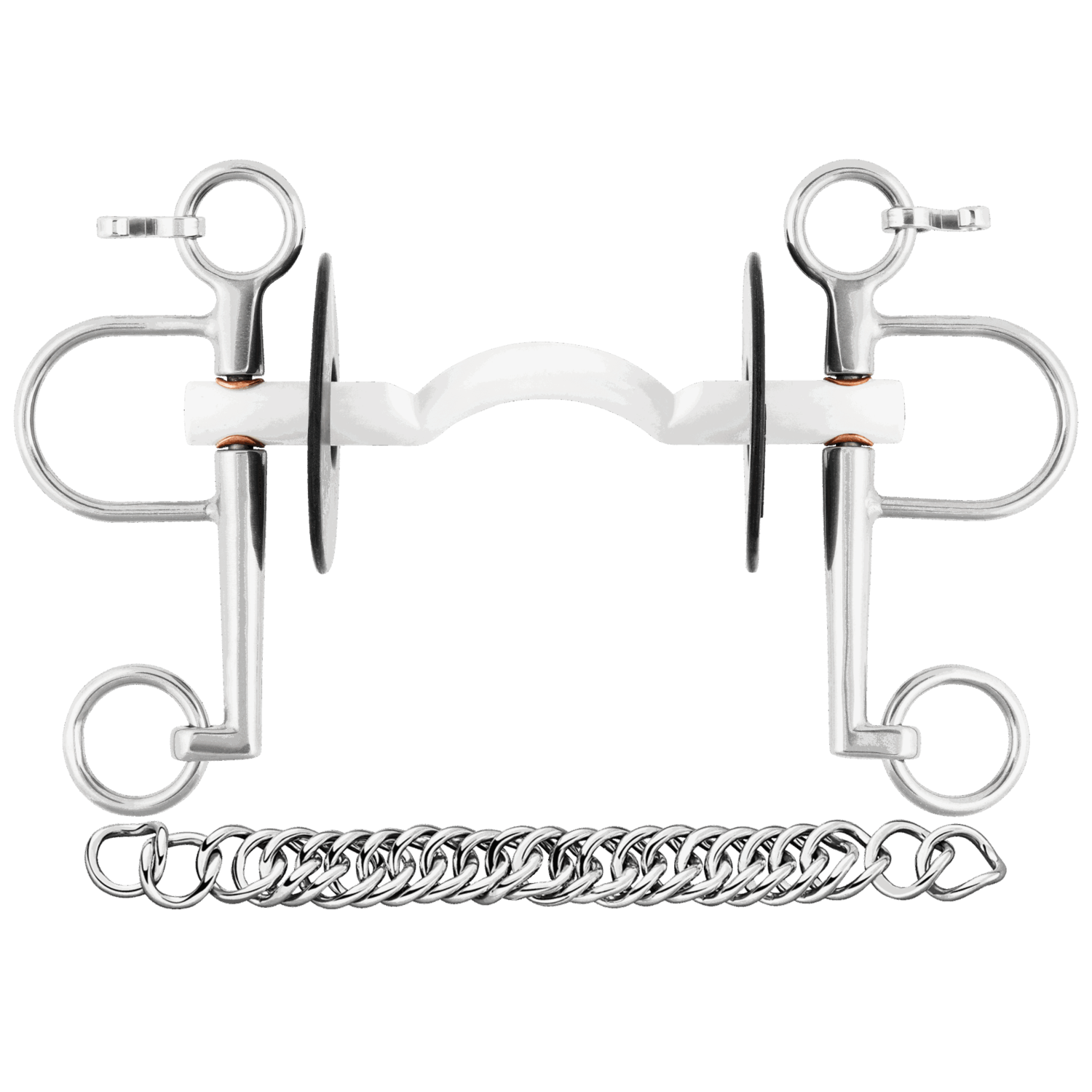 Nathe Pelham 15 mm mit weicher Stange, Zungenfreiheit und langen Anzügen