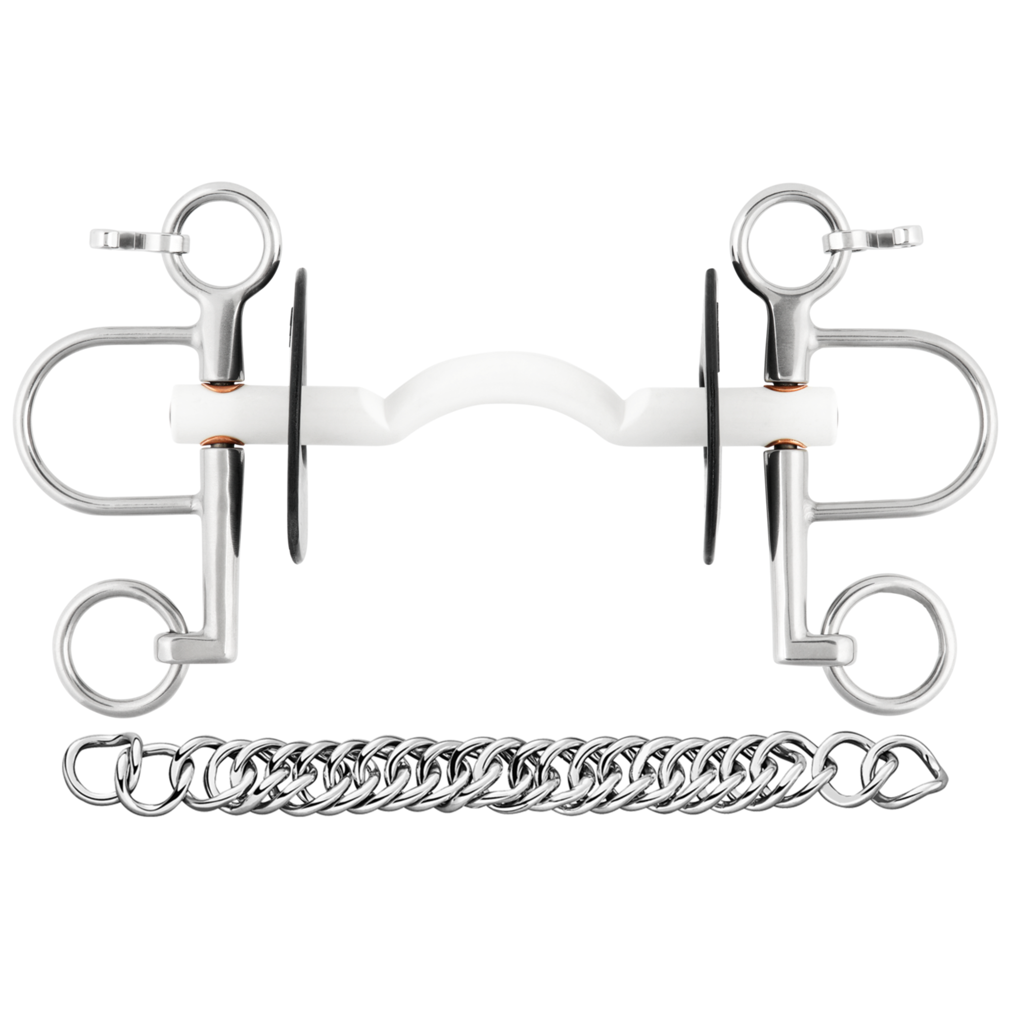 Nathe Pelham 15 mm mit harter Stange, Zungenfreiheit und kurzen Anzügen