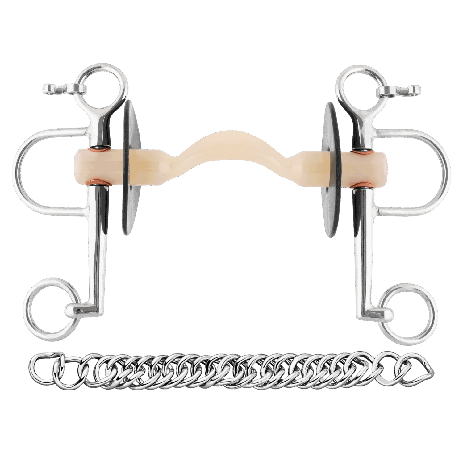 Nathe Pelham 20 mm mit weicher Stange mit Zungenfreiheit und langen Anzügen