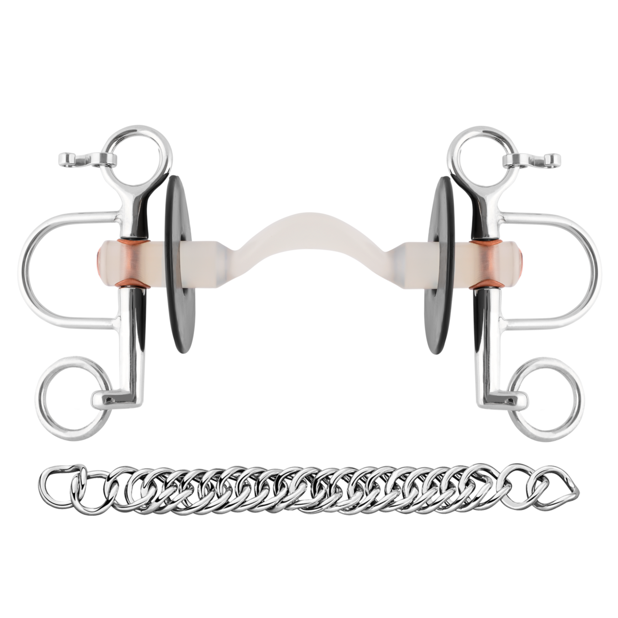 Nathe Pelham 20 mm mit harter Stange mit Zungenfreiheit und kurzen Anzügen