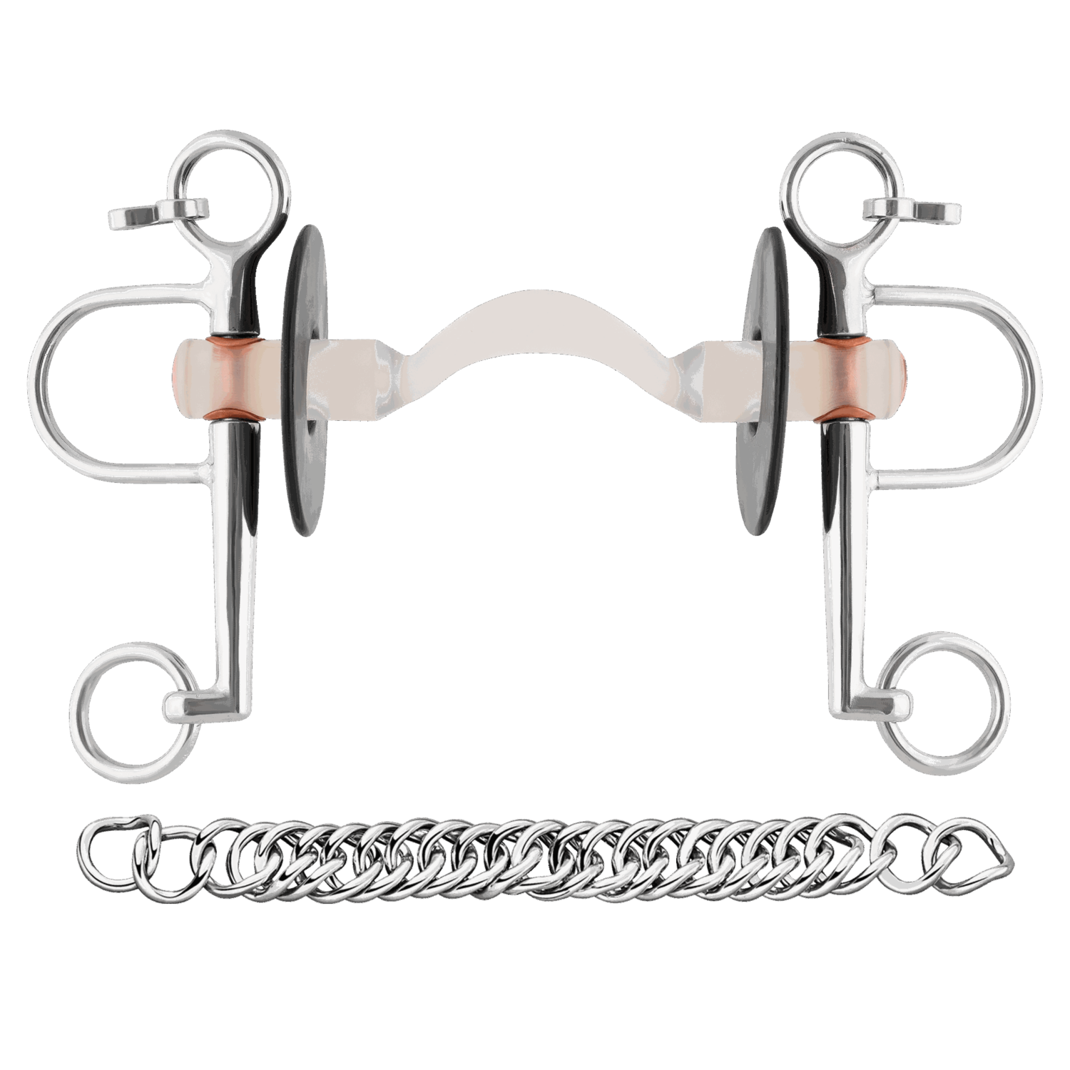 Nathe Pelham 20 mm mit harter Stange mit Zungenfreiheit und langen Anzügen