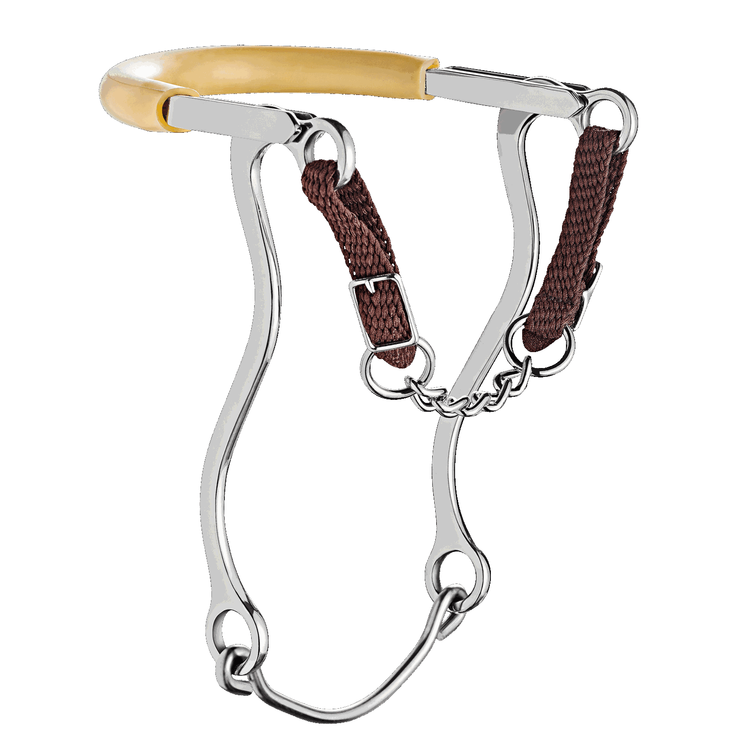 Hackamore mit Kinnkette und Edelstahlseiten - Edelstahl rostfrei