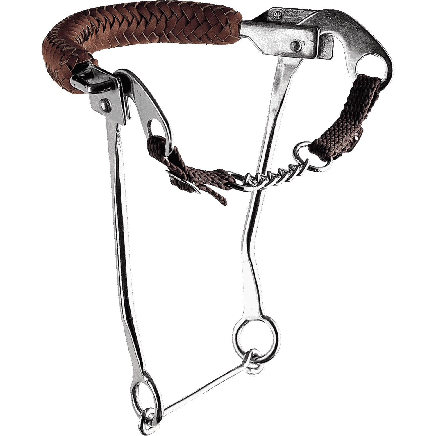 Hackamore mit Kinnkette und Edelstahlseiten - Edelstahl rostfrei