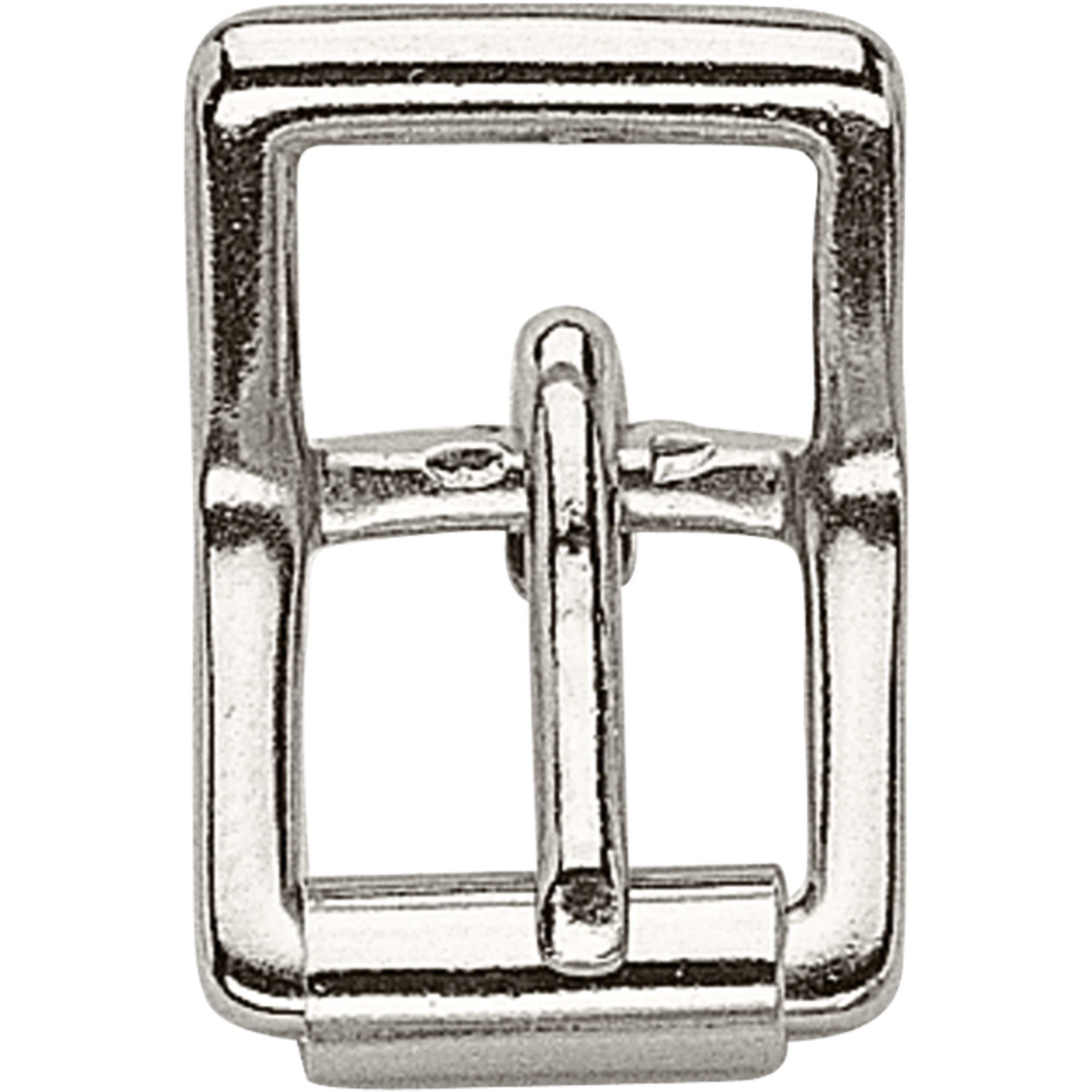 Doppelschnalle mit Rolle, klein - Messing vernickelt, lichte Weite 12 mm