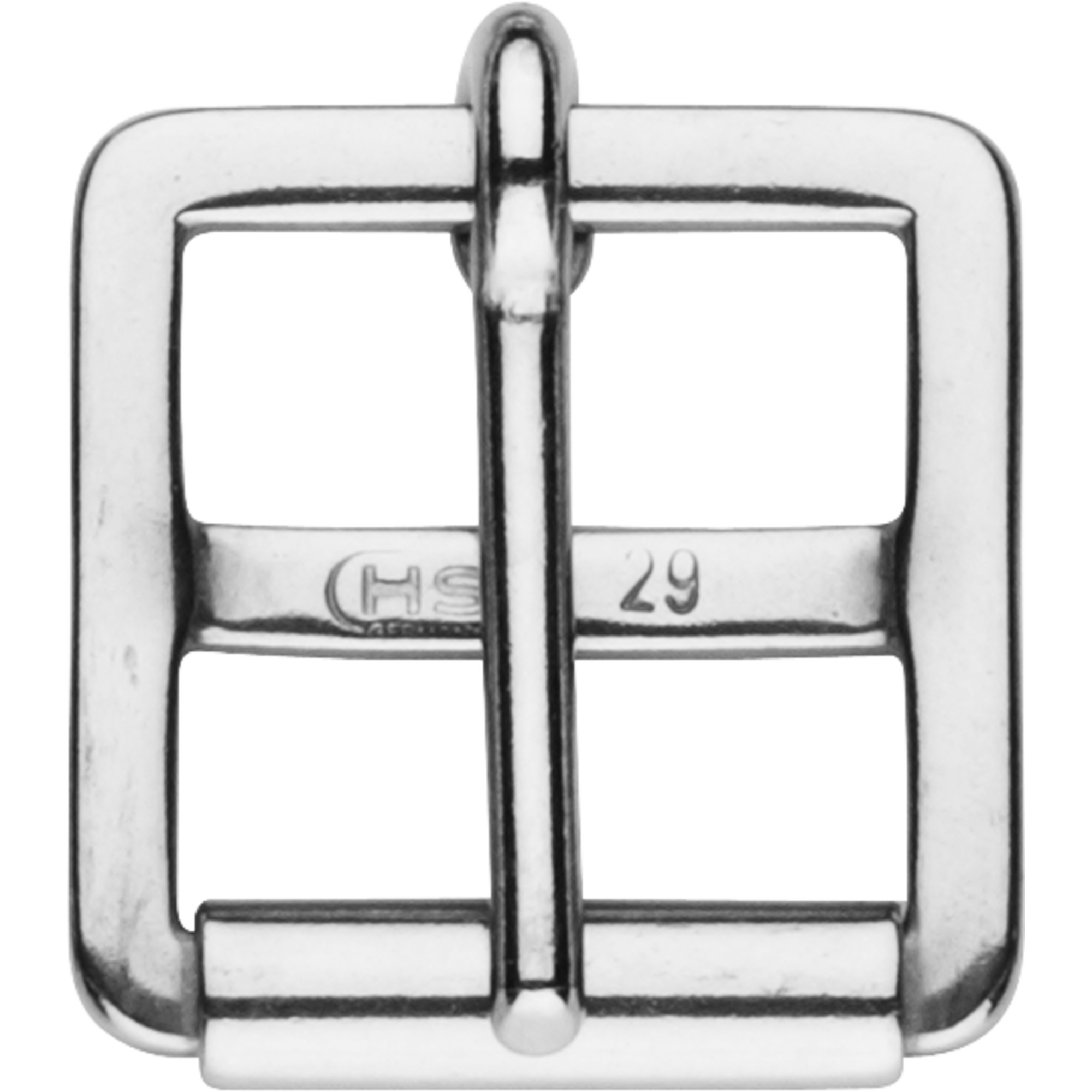 Sattelgurtschnalle mit fester Rolle - Stahl vernickelt, lichte Weite 29 mm