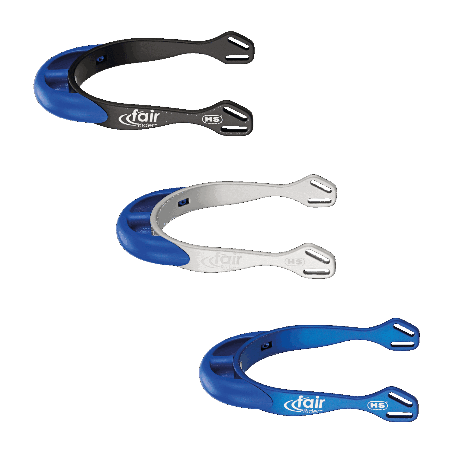 fairRider Sporen - Aluminium, Hals 20mm blau dick abgerundet