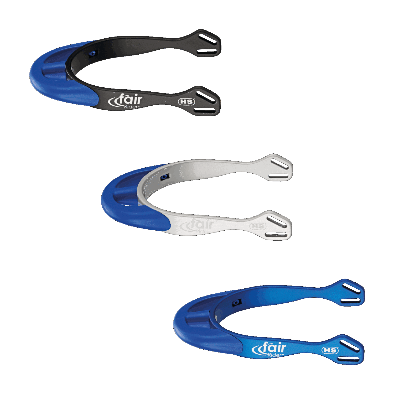 fairRider Sporen - Aluminium, 25mm Hals blau dünn abgerundet