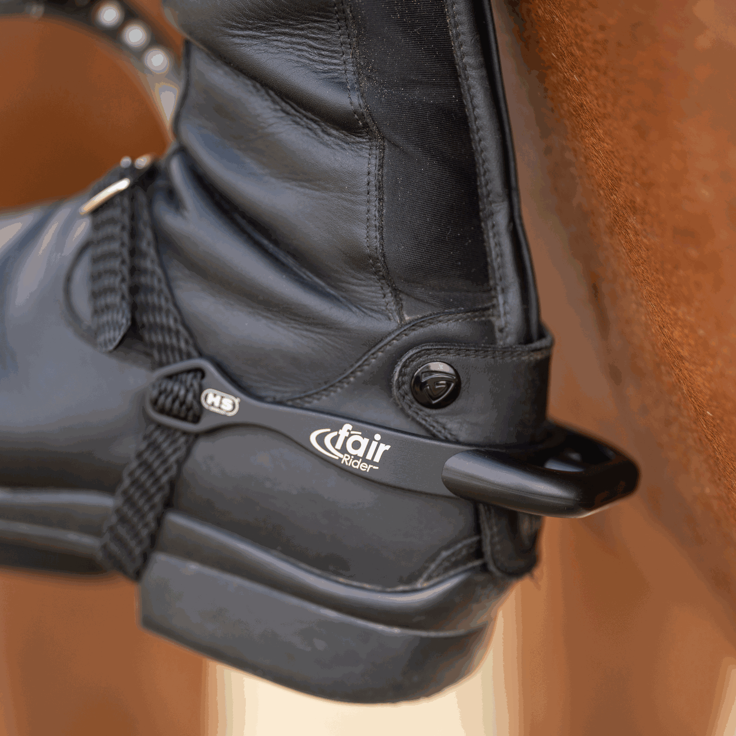 fairRider Sporen - Aluminium, Hals 20mm schwarz rund abgeflacht