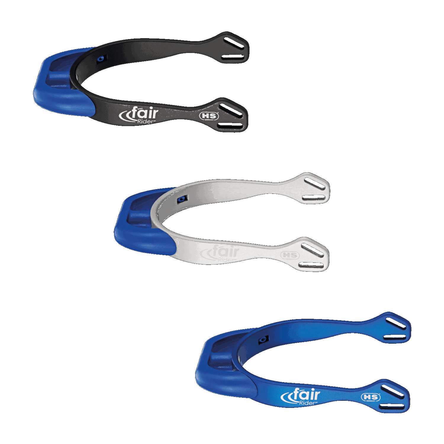 fairRider Sporen - Aluminium, Hals 20mm blau rund abgeflacht