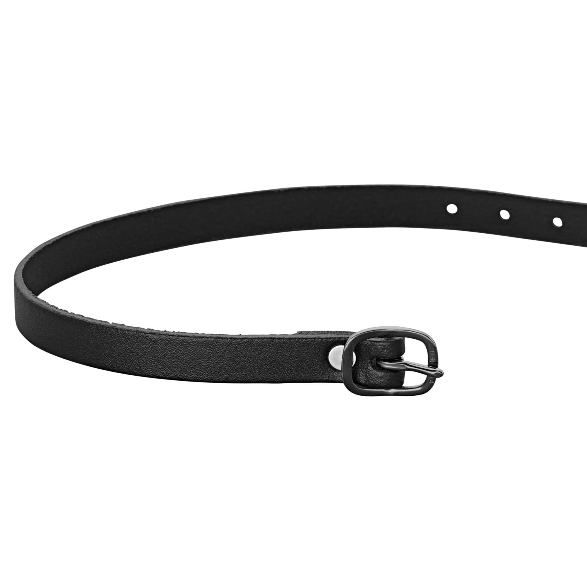 Sporenriemen - 45 cm, Leder schwarz, Schnalle anthrazit