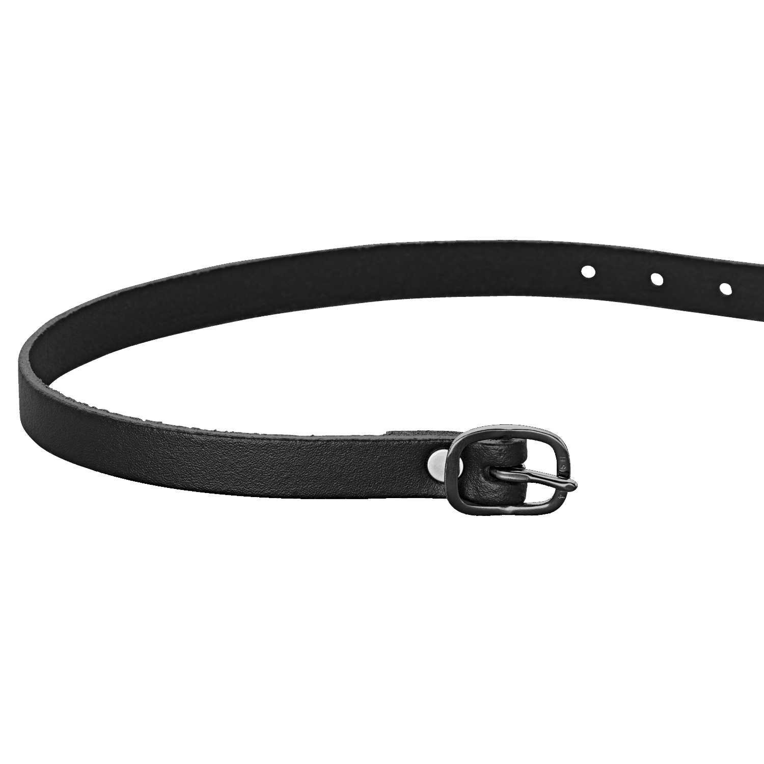 Sporenriemen - 45 cm, Leder schwarz, Schnalle anthrazit