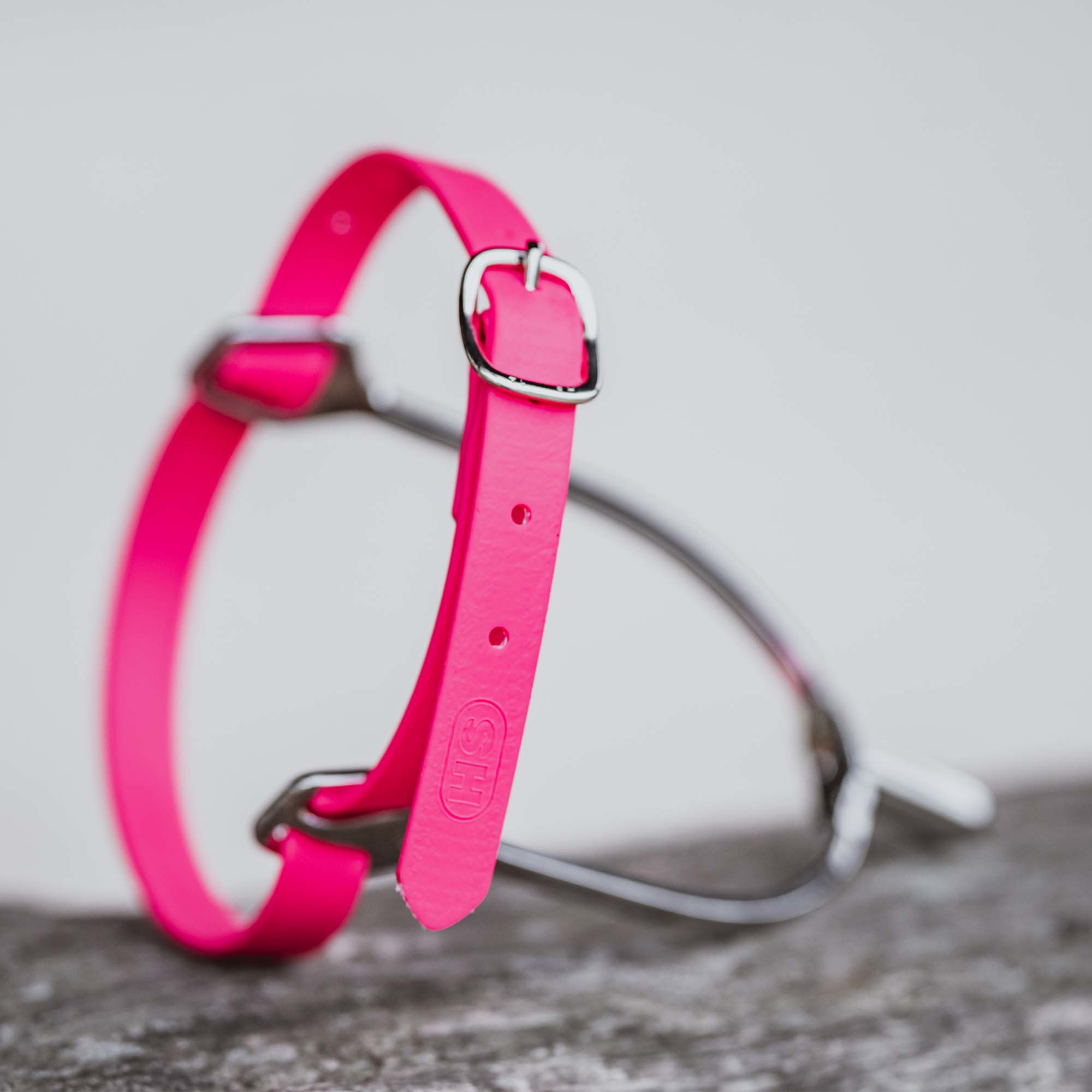 Sporenriemen - 45 cm, BioThane® pink, Schnalle silber