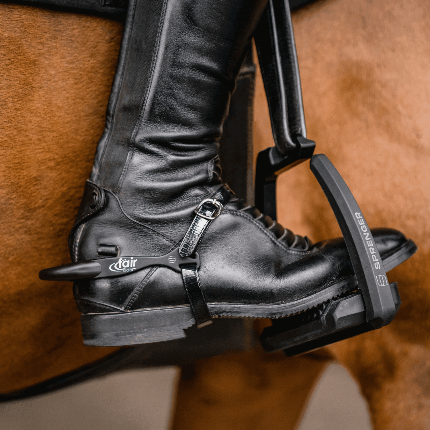 Sporenriemen - 45 cm, BioThane® Glossy schwarz, Schnalle schwarz | 4919704500_01.png | 1744615342