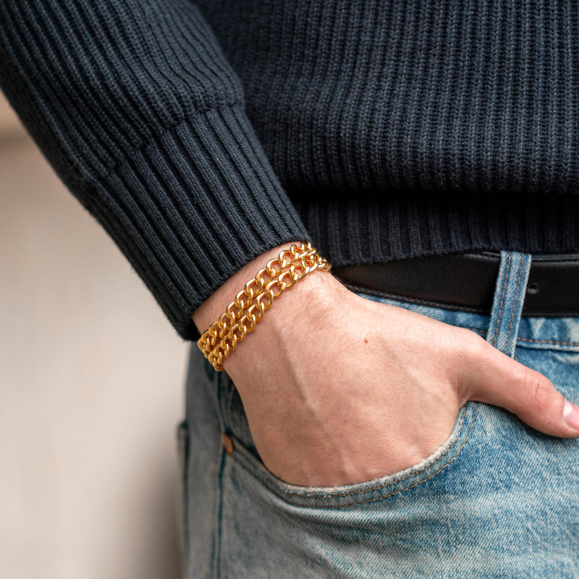 Armband 2-reihig, Edelstahl roségold (18 Karat Hartvergoldung)