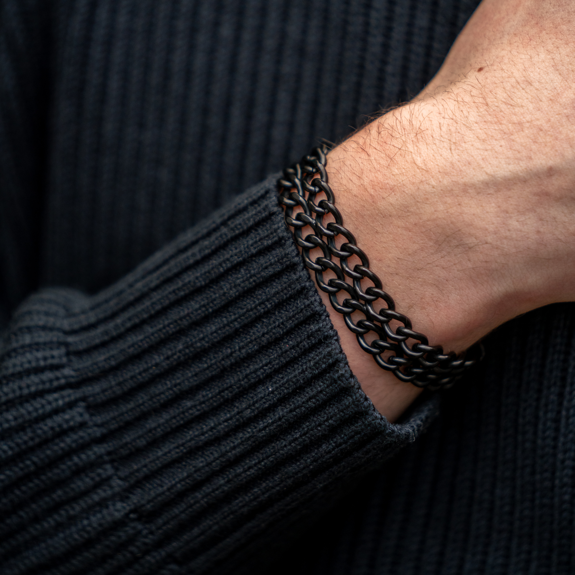 Armband 2-reihig, Edelstahl schwarz mit Diamond Like Carbon Oberfläche