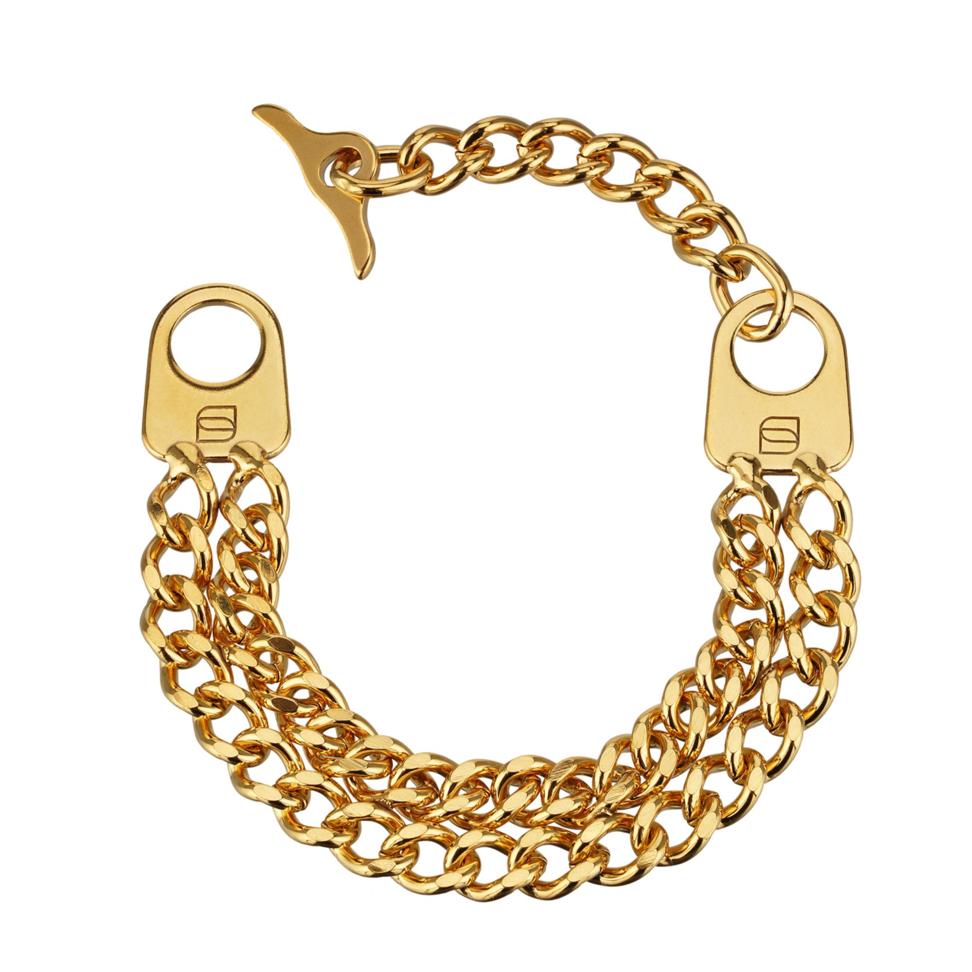 Armband 2-reihig, Edelstahl gold (18 Karat Hartvergoldung)