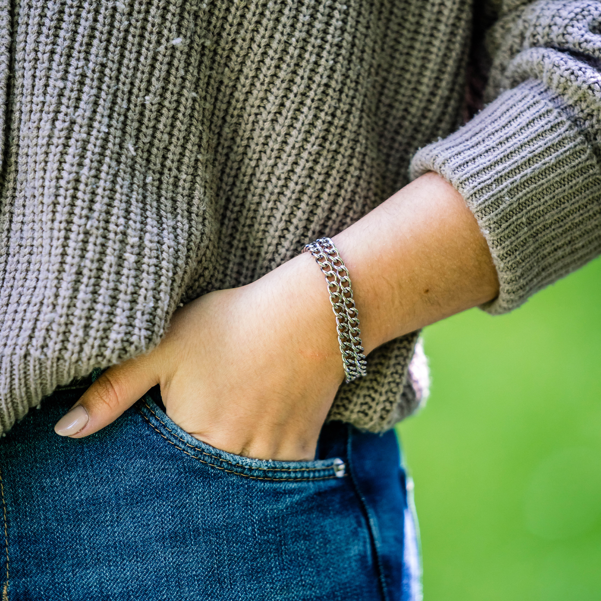 Damen Armband 2-reihig, Edelstahl