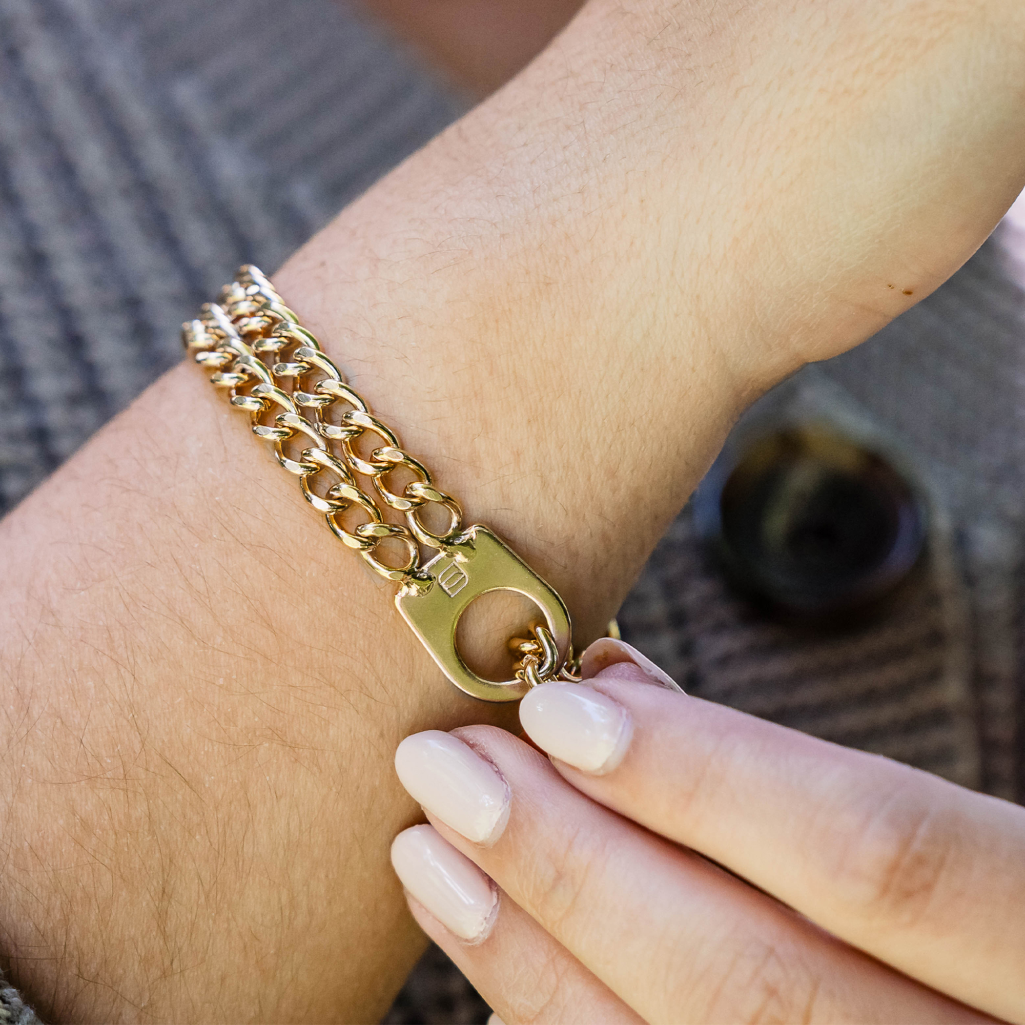 Damen Armband 2-reihig, Edelstahl gold (18 Karat Hartvergoldung)